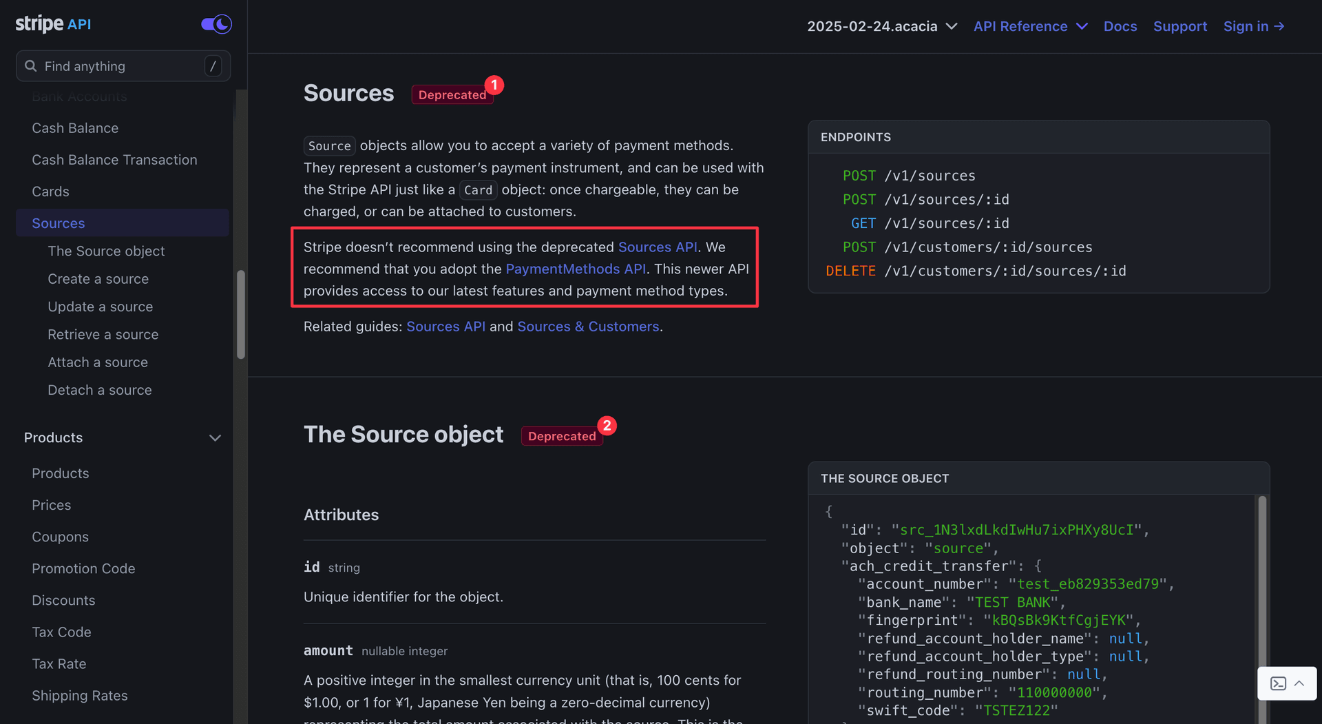 Stripe Deprecated Example